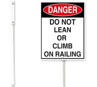 Horienteeon Do Not Lean Or Climb On Railing Yard Sign With Stake No Climbing Sign For Yard 7x8.8inch Rustproof Road Security Signs For Farm Lawn Walkway Ground Porch Aluminium Decorations