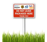 Horienteeon Do Not Leave Delivery Packages Here Yard Sign with Stake Kit 30x20cm Sturdy Tall Aluminum Yard Signs Weatherproof Outdoor Metal Signs for Home Business Lawn Garden