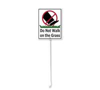 Horienteeon Do Not Walk On The Grass Signs for Yard with Stake, Sturdy Aluminum Sign Rust Free, Black White Keep Off Grass Sign Decoration for Yard Garden Lawn Outdoor 11.5×15cm