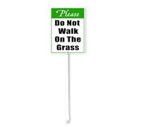 Horienteeon Do Not Walk On The Grass Yard Sign With Stake Aluminum Metal 8x12inch Yard Sign Stakes For Home Garden Lawn Outside Outdoor 12.8" Tall Stake & Sign Kit
