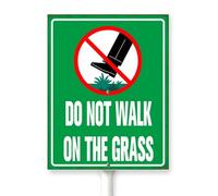 Horienteeon Do Not Walk On The Grass Yard Sign With Stake Keep Off Grass Farm Street Road Lawn Neighborhood Grass Farm Home Lawn Walkway Decorations Aluminium Signs 7x8.8"