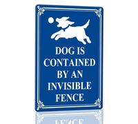 Horienteeon Dog Is Contained By An Invisible Fence Aluminium Sign (Blue) 30x40cm, Sturdy Aluminum Metal Signs, Beware of Dog Signs for Home, Dogs House Sign Decorations, Pets Safety Supply