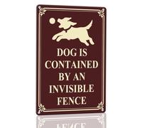 Horienteeon Dog Is Contained By An Invisible Fence Aluminium Sign (Brown) 30x40cm, Sturdy Aluminum Metal Signs, Beware of Dog Signs for Home, Dogs House Sign Decorations, Pets Safety Supply