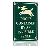Horienteeon Dog Is Contained By An Invisible Fence Aluminium Sign (Green) 20x30cm, Sturdy Aluminum Metal Signs, Beware of Dog Signs for Home, Dogs House Sign Decorations, Pets Safety Supply