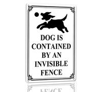Horienteeon Dog Is Contained By An Invisible Fence Aluminium Sign (White) 20x30cm, Sturdy Aluminum Metal Signs, Beware of Dog Signs for Home, Dogs House Sign Decorations, Pets Safety Supply
