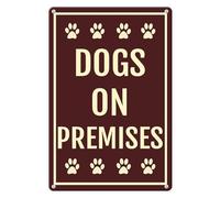 Horienteeon Dog on Premises Aluminium Sign 14×20cm, Sturdy Aluminum Fence Signs Rust Free, Warning Signs for Home, Dog House Sign Decorations, Animal Safety Sign for The Home