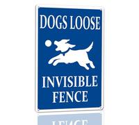 Horienteeon Dogs Loose Invisible Fence Aluminium Sign 30x40cm, Sturdy Aluminum Metal Signs Rust Free, Dog Fence Outdoor Signs for Wall Garden Fence Street Outdoor, Easy Mounting