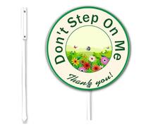 Horienteeon Don't Step On Me Garden Sign With Stake Rustproof Aluminum Garden Sign Farm Home Lawn Walkway Ground Outdoor Flowersbed Decorations Round 9.2inch