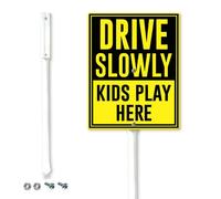 Horienteeon Drive Slowly Kids Play Here Yard Sign with Stakes 17.5x22cm Rustproof Sturdy Aluminum Yard Signs Rust Free Tall Lawn Decor Warning Sign for Backyard Neighborhoods Garden Outdoor Use