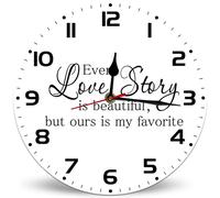 Horienteeon Every Love Story Is Beautiful Wall Clock, 25cm Silent Non-Ticking Home Kitchen Decor, Wood Round Holy Jesus God Wall Clocks Gift for Bathroom Bedroom Living Room Office