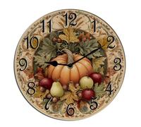 Horienteeon Fall Pumpkin Wall Clock Pumpkin Harvest Wooden Non Ticking Silent Quartz Bedroom Living Room Office Gym Bathroom Patio Decor Decorative Clocks Shop Hotel Round 10"