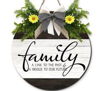 Horienteeon Family A Link To The Past Front Door Sign 28cm, Rustic Round Wooden Welcome Wreath With Rope,New Home Housewarming Gift For All Seasons Spring Summer Winter Autumn Fall