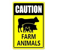 Horienteeon Farm Animals With Horse Cow Pig Symbol Aluminium Sign 14×20cm, Sturdy Aluminum Sign Rust Free, Notice/Danger/Warning/Farm Metal Signs, Easy Mounting