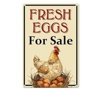 Horienteeon Farm Fresh Eggs For Sale Aluminium Sign 20×30cm, Sturdy Aluminum Metal Signs Rust Free, Fresh Chicken Eggs For Sale Yard Sign, Egg Sign With Stakes