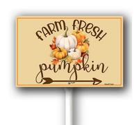 Horienteeon Farm Fresh Pumpkins Sign With Stake Pumpkins Yard Sign 8x12inch Truck Pumpkin Fall Autumn Aluminum Lawn Halloween Thanksgiving Party Garden Outdoor Ground Decorations