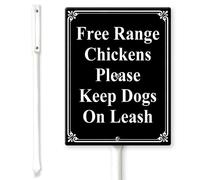 Horienteeon Free Range Chickens Keep Dogs Leashed Yard Sign with Stakes 20×30cm, Sturdy Aluminum Yard Signs Rust Free, Chicken Coop Sign-Farm Fresh Egg Signs, Vintage Chickens Sign