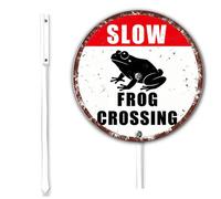 Horienteeon Frog Crossing Yard Sign With Stake Frog Area Slow Down Caution Warning Lawn Signs Rustproof Outdoor Aluminum Plaque Decorations Yard Supplies For Home Garden Lawn Round 9.2inch