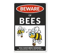Horienteeon Funny Beware Of Bees Warning Sign Aluminium, Sturdy Aluminum Sign Rust Free, Fade Resistant 20×30cm, Warning Signs for Property Garden Gate Wall Fence Bee Hive