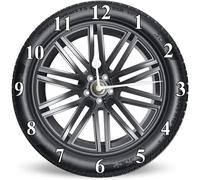 Horienteeon Funny Tire Decoration Living Room Clocks Wall Battery Operated - 25cm Unique/Funny Rustic Car Gift Wall Clock for Living Room, Kitchen, Bathroom, Bedroom, Office or School