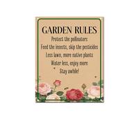 Horienteeon Garden Rules Aluminium Sign Pollinators Friendly Garden Wildflowers Caution Warning Neighborhood Street Caution Safety Metal Decoration Plaque For Outdoor Use 12x16"