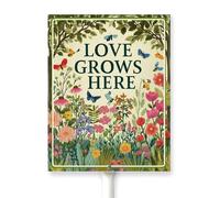 Horienteeon Garden Sign Love Grows Here Aluminum Lawn Signs With Stake Caution Warning Wildflowers Flowerbed Rustproof Aluminum Street Lawn Grass Outdoor Decorations Home Herb Farm 8x12 Inch
