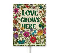 Horienteeon Garden Sign Love Grows Here Aluminum Lawn Signs With Stake Neighborhood Street Wildflowers Farm Lawn Prop Walkway Porch Decorations,Outdoor Aluminium Grass 6x4.6inch