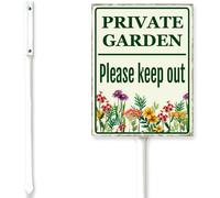 Horienteeon Garden Sign Private Garden Keep Out Sign With Stake Private Property No Trespassing Neighborhood Aluminium Street Wildflowers Home Farm Garden Porch Decor Outside Outdoor Lawn 8x12"