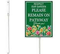 Horienteeon Garden Sign Respect Our Garden Please Remain On Pathway Sign With Stake No Trespassing Private Property Neighborhood Metal Outdoor Lawn Decor Farm Aluminium Decorations 8x12"