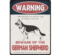 Horienteeon German Shepherd Sign Beware of German Shepherd Sign 14x20cm Aluminum Warning Signs for House Outdoor Club Yard Fence Funny Animal Signs for Wall Decor