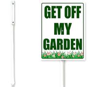 Horienteeon Get Off My Garden Yard Sign With Stake Keep Out Sign 7x8.8inch Sturdy Aluminum Rustproof Outdoor Aluminum Lawn Grass Wildflowers Decorations For Home Garden Lawn