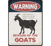 Horienteeon Goat Sign Beware of Goat Sign 30x40cm Aluminum Warning Signs for House Outdoor Club Yard Fence Funny Animal Signs for Wall Decor