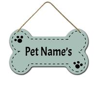 Horienteeon Green Personalized Dog Bone Sign 21cmx12cm, Cute Custom Pet Name's Wood Signs Decor, Pet Paw Custom Name Pet Sign Plaque Wall Decorative, Custom Kennel Nameplate Pet's Gift