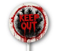 Horienteeon Halloween Outdoor Decorations Yard Signs Stakes Keep Out Caution Hunted House Boo Warning Lawn Scary Ghost Aluminum Decoration Sturdy Plaque For Outdoor Easy Install 9.2inch