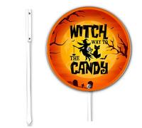 Horienteeon Halloween Sign With Stake Witch Way To The Candy Halloween Yard Sign Gothic Scary Bat Ghost Witch Haunted House Aluminum Decoration Outdoor Garden Holiday Party Lawn Grass Round 9.2inch