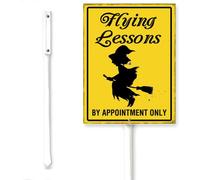 Horienteeon Halloween Yard Sign With Stake Flying Lessons Witches Scary Ghost Neighborhood Aluminium Street Business Home Farm Garden Porch Decor Outside Outdoor Lawn 8x12"