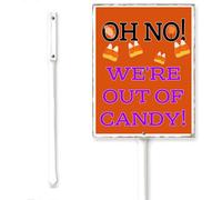 Horienteeon Halloween Yard Sign With Stake Oh No! We're Out Of Candy Trick Or Treat Outdoor Garden Neighborhood Aluminum Decoration Rustproof Street Lawn Grass For Outdoor Stake Set 6x4.6inch