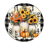 Horienteeon Hello Fall Wall Clock Autumn Maple Leaves Wooden Clock For Living Room, Battery Operated Easy To Read Bedroom, Bathroom And Kitchen Housewarming Seasonal Round 10"