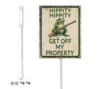 Horienteeon Hippity Hoppity Get Off My Property Yard Sign with Stake 20x30cm Sturdy Tall Aluminum Yard Sign Weatherproof Funny No Trespassing Signs for Home Lawn Garden