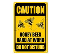 Horienteeon Honeybee Gift, Caution Honey Bees Hard at Work Do Not Disturb Aluminium Sign 30×40cm Sturdy Aluminum Metal Signs, Metal Sign Post, Warning Signs for Property Garden Gate Wall Fence