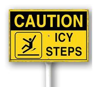 Horienteeon Icy Steps Yard Sign With Stake Caution Security Sturdy Aluminum Lawn Rustproof Farmhouse Business Street Warning Outdoor Garden Decoration Use Easy Install 8x12inch