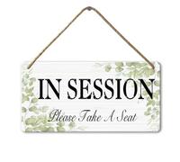 Horienteeon In Session Please Take a Seat Front Door Sign Wooden Door Hanger Rustic Farmhouse Plaque Board Door Decor For Store Office 6x12 Inch