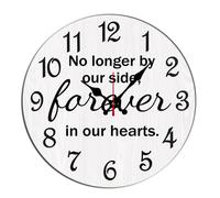 Horienteeon Inspirational Wall Clock No Longer By Our Side Forever In Our Hearts Silent Non Ticking Battery Operated Wood Clock For Bedroom Bathroom Living Room Office School Kitchen Round 12"