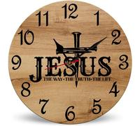 Horienteeon Jesus The Way The Truth Kitchen Clocks Wall Battery Operated 25cm, Round Retro Holy Jesus God Wall Clock Silent Non-Ticking for Living Room, Kitchen, Bathroom, Bedroom, Office