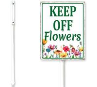 Horienteeon Keep Off Flowers Yard Sign With Stake Pollinator Friendly Neighborhood Lawn Rustproof Farm Party Porch Street Wildflowers Outdoor Aluminium Decorations 6x4.6"