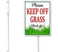 Horienteeon Keep Off Grass Yard Sign With Stake Stay Off Of The Grass Neighborhood Lawn Rustproof Farm Party Porch Street Wildflowers Outdoor Aluminium Decorations 6x4.6"