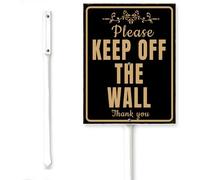 Horienteeon Keep Off The Wall Yard Sign With Stake Caution Security Neighborhood Farm Construction Caution Safety Metal Decoration Aluminum Plaque For Outdoor Use 8x12"