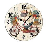 Horienteeon Kitchen Chef Wall Clock Cooker Wooden Decorative Silent Non Ticking Decorative Clock For Living Room, Kitchen, Home,Bathroom, Bedroom, Office Or School Round 12"