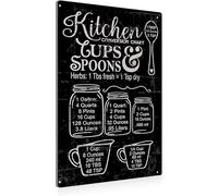 Horienteeon Kitchen Wall Decor Kitchen Conversions Chart Sign 20x30cm Aluminum Farmhouse Wall Decor for Home Dining Living Room Bar Cafe