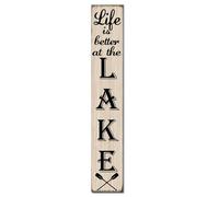 Horienteeon Lake House Porch Sign Life Is Better At The Lake Front Door Sign Seasonal Beach Wooden Plaque Hanging Outdoor Farmhouse For Spring Summer Yard Standing Decorations 8x48inch