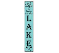Horienteeon Lake House Porch Sign Life Is Better On The Lake Front Door Sign Farmhouse Porch Vertical Wooden Plaque Entryway Home Outdoor Seasonal Spring Summer Decoration 8x48inch